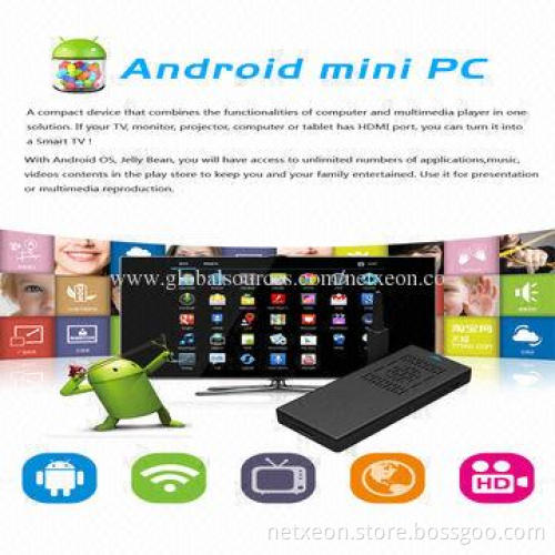 Quad-core Mini TV Dongle, Supports XBMC Hardware Decoding, 87*46.7*14mm Dimensions